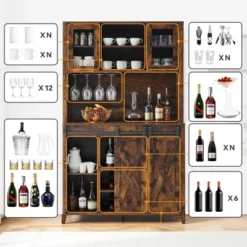 Jojoka 70'' Wine Bar Cabinet With Storage Hutch, Tall Coffee Bar Cabinet With Sliding Barn Doors, Bottle Glasses Rack, Farmhouse Coffee Bar 14 Jojoka 70'' Wine Bar Cabinet With Storage Hutch, Tall Coffee Bar Cabinet With Sliding Barn Doors, Bottle Glasses Rack, Farmhouse Coffee Bar -House Beautiful GUEST a912cc22 7ce4 4ccd 91b8 058986d2eb80