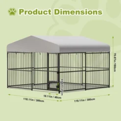4X4x6FT Large Outdoor Dog Kennel, Heavy Duty Metal Dog Cage With Waterproof Roof, Rotating Feeding Bowl And Lock, For All Dog Breeds 13 4X4x6FT Large Outdoor Dog Kennel, Heavy Duty Metal Dog Cage With Waterproof Roof, Rotating Feeding Bowl And Lock, For All Dog Breeds -House Beautiful GUEST a923de59 e9e4 4195 a000 288742f1d9d6
