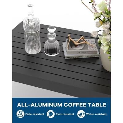 4-Piece Outdoor Patio Sofa Set With Aluminum Frame, Removable Cushions And Coffee Table For Backyard And Porch 7 4-Piece Outdoor Patio Sofa Set With Aluminum Frame, Removable Cushions And Coffee Table For Backyard And Porch - Image 5