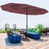 Outdoor Patio Umbrella Outdoor Table Umbrella, Market Umbrella Sturdy Ribs UV Protection Waterproof