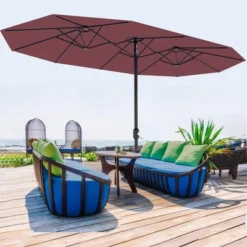 Outdoor Patio Umbrella Outdoor Table Umbrella, Market Umbrella Sturdy Ribs UV Protection Waterproof