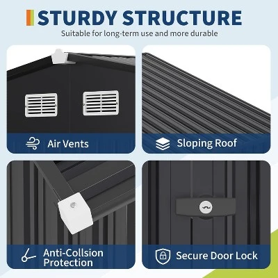 6x8FT Outdoor Metal Storage Sheds, Metal Garden Sheds & Outdoor Storage 9 6x8FT Outdoor Metal Storage Sheds, Metal Garden Sheds & Outdoor Storage - Image 7