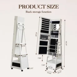 Jewelry Organizer Cabinet With Full-Length Mirror,360° Rotating Vanity Mirror,Large Jewelry Armoire With Led& Shelves 14 Jewelry Organizer Cabinet With Full-Length Mirror,360° Rotating Vanity Mirror,Large Jewelry Armoire With Led& Shelves -House Beautiful GUEST aaff079d be6b 4768 aa02 c1644a5e9bc7