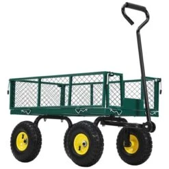 Heavy Duty Steel Garden Cart,550 LBS Capacity 3-in-1 Pullable Metal Wagon With 10" Pneumatic Wheels,180°Rotating Handle & Removable Sides, Green -House Beautiful GUEST ab8f834b 1e3d 4a4b ba7d 00389d9894e6 1