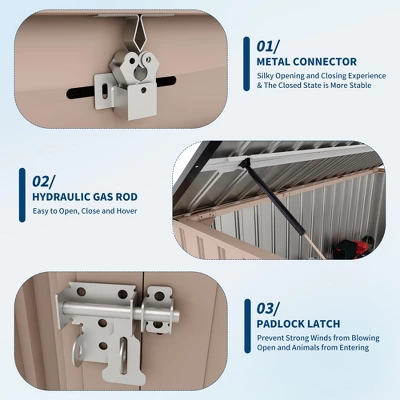 3x6 FT Metal Outdoor Storage Shed For 2 Trash Cans, Garbage Bin Storage With Chain Lid, Garden & Backyard Utility Shelter For Patio, Lawn 8 3x6 FT Metal Outdoor Storage Shed For 2 Trash Cans, Garbage Bin Storage With Chain Lid, Garden & Backyard Utility Shelter For Patio, Lawn - Image 6