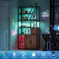 Jojoka Bar Cabinet With Rack,Liquor Stand With Glass Holder & LED Lights,Coffee Sideboard Cabinet For Living Room -House Beautiful GUEST abff8e29 2ef9 475a 9b0d c5d530a1533f