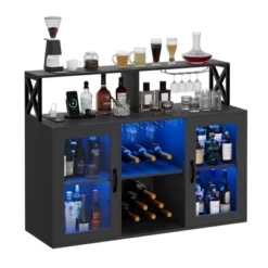 Freestanding Liquor Cabinet Bar For Home Living Room, Office, Dining Room, Kitchen Sideboard Bar Cabinet With LED Lights -House Beautiful GUEST ac4b3250 5567 40da 9468 b104c4d4f0d4