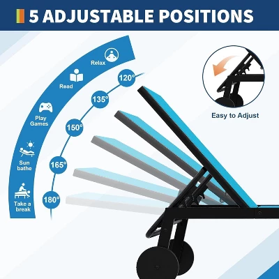 2 Patio Outdoor Textile Chaise Lounge Chairs With Side Table, Patio Chaise Lounge Set, 5 2 Patio Outdoor Textile Chaise Lounge Chairs With Side Table, Patio Chaise Lounge Set, - Image 3