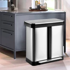 19 Gallon/ 72L Dual Kitchen Trash Can, Fingerprint-Proof Stainless Steel Double Garbage Can With 2x9.5 Gallon Inner Bucket -House Beautiful GUEST ac6ea095 3b52 4f6a 8075 949eedd8ab52