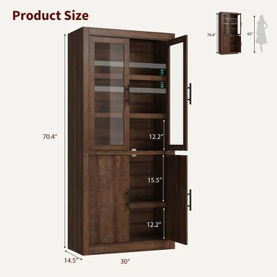 Tall Kitchen Pantry, Wood Pantry Storage Cabinet With 4 Doors & Adjustable Shelves, Farmhouse Freestanding Pantry Cupboard 3 Tall Kitchen Pantry, Wood Pantry Storage Cabinet With 4 Doors & Adjustable Shelves, Farmhouse Freestanding Pantry Cupboard