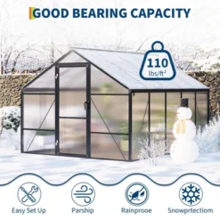 8x10 FT Aluminum Large Walk-in Green House Polycarbonate Greenhouse With Roof Vent Ground Nails Lockable Push Door 17 8x10 FT Aluminum Large Walk-in Green House Polycarbonate Greenhouse With Roof Vent Ground Nails Lockable Push Door -House Beautiful GUEST aca80716 08a1 435c ae61 33a9e0b34b18