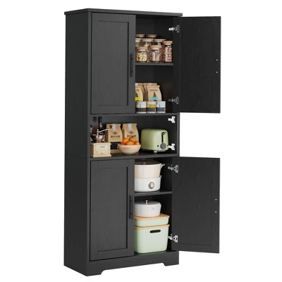 70 Inch Tall Kitchen Pantry Cabinet, Freestanding Storage Cabinet With 4 Doors And Adjustable Shelves, Utility Hutch Cupboard 9 70 Inch Tall Kitchen Pantry Cabinet, Freestanding Storage Cabinet With 4 Doors And Adjustable Shelves, Utility Hutch Cupboard - Image 7