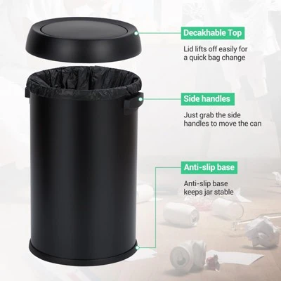 17 Gallon Trash Can, Stainless Steel Kitchen Waste Bin, 65L High-Capacity Hands Free Garbage Can Heavy Duty Brushed 8 17 Gallon Trash Can, Stainless Steel Kitchen Waste Bin, 65L High-Capacity Hands Free Garbage Can Heavy Duty Brushed - Image 6