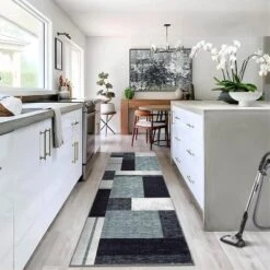 2x6 FT Machine Washable Runner Rug,Modern Geometric Low Pile Non-Slip Hallway, Entryway, Kitchen & Laundry Area Rug, Grey 12 2x6 FT Machine Washable Runner Rug,Modern Geometric Low Pile Non-Slip Hallway, Entryway, Kitchen & Laundry Area Rug, Grey -House Beautiful GUEST af056da8 04f7 4390 bae2 9500e98f9e79