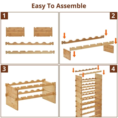 Modular Wine Rack, Bamboo Wood Wine Storage Rack, Floor Freestanding Wines Holder Display Shelf 6 Modular Wine Rack, Bamboo Wood Wine Storage Rack, Floor Freestanding Wines Holder Display Shelf - Image 4