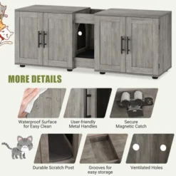 Cat Litter Box Enclosure For 2 Cats, Furniture With Double Room,Hidden Double Litter Box Enclosure Furniture,Cabinet With Scratching Pad 15 Cat Litter Box Enclosure For 2 Cats, Furniture With Double Room,Hidden Double Litter Box Enclosure Furniture,Cabinet With Scratching Pad -House Beautiful GUEST afd874e7 f552 404d 9500 8331269a27db