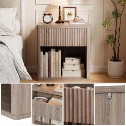 Wooden Night Stand Set Of 2, Large Modern Farmhouse Wood Nightstands With Fluted Drawers, Bedside End Tables Storage Side -House Beautiful GUEST aff502ac 2bd4 4646 9280 bb703958b2fc