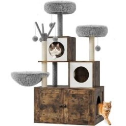 2-in-1 Cat Tree Tower With Litter Box Enclosure - Multi-Level Condo With Scratching Posts, Hammock & Plush Perch For Climbing, Scratching 17 2-in-1 Cat Tree Tower With Litter Box Enclosure - Multi-Level Condo With Scratching Posts, Hammock & Plush Perch For Climbing, Scratching -House Beautiful GUEST b020e6b6 b577 41dd b840 cc6acfb311b8