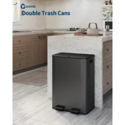 Gallon Dual Compartment Kitchen Trash Cans, Stainless Steel Step Trash Can With Soft-Close Lid -House Beautiful GUEST b1136910 6b1c 497a b84b 67cd6e802ec4