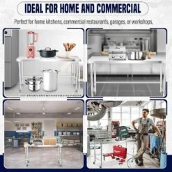 36 X 24 Inch Stainless Steel Work Table Heavy Duty Commercial Kitchen Prep Table Food Grade Metal Worktable For Restaurant