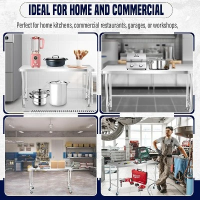 36 X 24 Inch Stainless Steel Work Table Heavy Duty Commercial Kitchen Prep Table Food Grade Metal Worktable For Restaurant 3 36 X 24 Inch Stainless Steel Work Table Heavy Duty Commercial Kitchen Prep Table Food Grade Metal Worktable For Restaurant