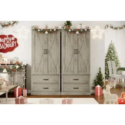 Farmhouse Kitchen Pantry Cabinet,Wood Kitchen Cabinet With Barn Door,Drawers And Adjustable Shelf -House Beautiful GUEST b13fd12e 7087 4254 9c68 a78c8394cf03 1