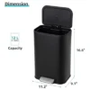 12 Liter 3.2 Gallon Stainless Steel Trash Can, Step On Pedal, Soft Close Lid, Removable Inner Bucket, Brushed Finish, Black -House Beautiful GUEST b17ea409 adf9 42c6 ad55 9de28e287716
