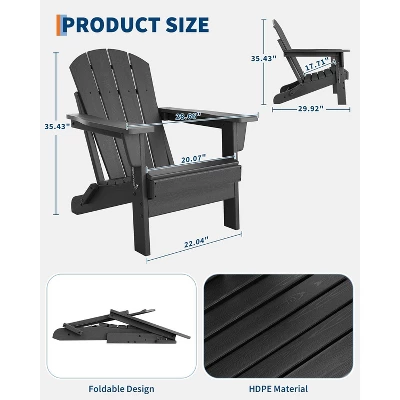 35' Adirondack Chair, Wooden Textured With Cup Holder, Heavy All-Weather HDPE 3 35' Adirondack Chair, Wooden Textured With Cup Holder, Heavy All-Weather HDPE