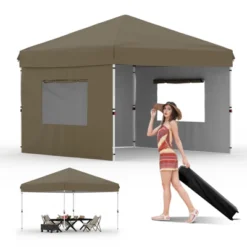 10'x10' Pop-Up Canopy Tent With 3 Sidewalls – Waterproof & UV Resistant Outdoor Gazebo, Easy-Up Sun Shade Shelter For Parties, Events, Black 25 10'x10' Pop-Up Canopy Tent With 3 Sidewalls – Waterproof & UV Resistant Outdoor Gazebo, Easy-Up Sun Shade Shelter For Parties, Events, Black -House Beautiful GUEST b1f9f54d 9a0f 49d0 a8d9 d566d3f10496