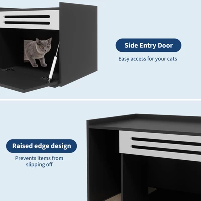 Cat Litter Box Enclosure, Wooden Cat Washroom Furniture With Barn Door, Hidden Litter Box Cabinet, Dog Proof Flip-down Opening Litter Box 8 Cat Litter Box Enclosure, Wooden Cat Washroom Furniture With Barn Door, Hidden Litter Box Cabinet, Dog Proof Flip-down Opening Litter Box - Image 6