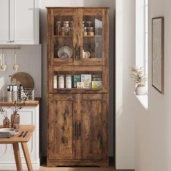 Pantry Cabinet, Tall Bathroom Storage Cabinet With Glass Doors And Adjustable Shelf, Freestanding Cupboard Tall Linen Cabinets -House Beautiful GUEST b2c0bfbf a19d 4bec adb8 19d508c38a98