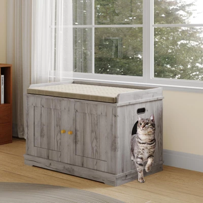 Cat Litter Box Enclosure Hidden Litter Box Cabinet With Wooden Barn Door 10 Cat Litter Box Enclosure Hidden Litter Box Cabinet With Wooden Barn Door - Image 8