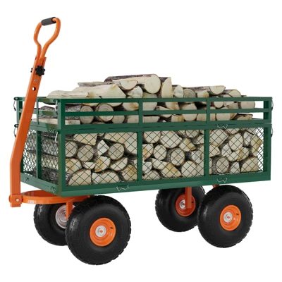 500lbs Steel Garden Cart Heavy Duty Mesh Steel Utility Outdoor Wagon With Removable Sides 180° Rotating Handle 10 Inch Tires,Black 11 500lbs Steel Garden Cart Heavy Duty Mesh Steel Utility Outdoor Wagon With Removable Sides 180° Rotating Handle 10 Inch Tires,Black - Image 9