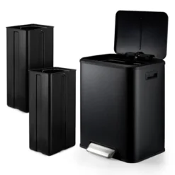 Hands-Free Step Trash Can, Dual Compartment 2 X 4 Gallon Stainless Steel Kitchen Recycling Bin 18 Hands-Free Step Trash Can, Dual Compartment 2 X 4 Gallon Stainless Steel Kitchen Recycling Bin -House Beautiful GUEST b3b8f229 985f 4db9 a917 d66e3744e167