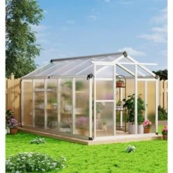 6x10 FT Large Aluminum Greenhouses With Roof Vent Walk-in Green Houses For Winter Garden Backyard Patio Lawn -House Beautiful GUEST b3da5626 bacb 49e7 bd46 6708006a1c4a