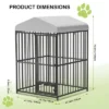 Large Outdoor Dog Kennel, Metal Dog Cage With Waterproof Roof, Rotating Feeding Bowl And Lock, For All Dog Breeds For Backyard