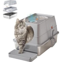 Large Stainless Steel Enclosed Cat Litter Box With Lid, Metal Kitty Litter Box With Flip Cover, Removable Top And Litter Scooper 17 Large Stainless Steel Enclosed Cat Litter Box With Lid, Metal Kitty Litter Box With Flip Cover, Removable Top And Litter Scooper -House Beautiful GUEST b6140b80 a014 41ce 8655 b4120a8e20be