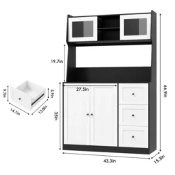 67" Tall Kitchen Hutch Storage Cabinet, Farmhosue Coffee Bar Cabinet With 3 Drawers And LED Lights, Freestanding Food Pantry With Countertop 18 67" Tall Kitchen Hutch Storage Cabinet, Farmhosue Coffee Bar Cabinet With 3 Drawers And LED Lights, Freestanding Food Pantry With Countertop -House Beautiful GUEST b67e4112 3c77 4233 969a 2fd95c7f3904