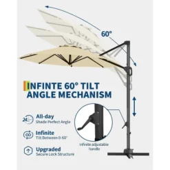 10FT Cantilever Patio Umbrella With Cross Base 360° Rotation Market Outdoor Umbrella For Patio -House Beautiful GUEST b687b070 9f99 47ba 9fbe dbfa932d0e4c