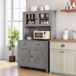 Kitchen Pantry Storage Cabinet With Microwave Stand & Coffee Bar Cabinet,Freestanding Hutch Cabinet With 4Doors 18 Kitchen Pantry Storage Cabinet With Microwave Stand & Coffee Bar Cabinet,Freestanding Hutch Cabinet With 4Doors -House Beautiful GUEST b7785629 3032 456d ab09 305395375a88 1