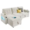 84" L-Shaped Sleeper Sofa Couch, Convertible Pull-Out Sofa Bed With Storage Chaise, Charging Station & LED Lights -House Beautiful GUEST b795774f e041 44aa b7e1 d22ddcc5c567