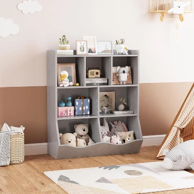 Toy Storage Cabinet, Three-Tier Kids Bookshelf And Bookcase For Storage Books And Toys, Multi Shelf With Cubby Cabinet 4 Toy Storage Cabinet, Three-Tier Kids Bookshelf And Bookcase For Storage Books And Toys, Multi Shelf With Cubby Cabinet - Image 2