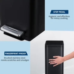 13 Gallon Kitchen Trash Can, Stainless Steel, Step On Pedal, Soft Close Lid, Fingerprint Proof, Brushed Finish, Silver 13 13 Gallon Kitchen Trash Can, Stainless Steel, Step On Pedal, Soft Close Lid, Fingerprint Proof, Brushed Finish, Silver -House Beautiful GUEST b8ddba6a 3b2c 47c2 a8e1 bc3d0b39c0c1