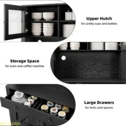 Multi-Functional Kitchen Pantry Cabinet With Microwave Stand & Coffee Bar -House Beautiful GUEST b93e66cb 6765 4598 8713 67c737603bc0