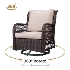 Outdoor Wicker Bistro Set With 2 Swivel Rocking Chairs And Glass Table, Patio Furniture For Deck, Balcony, Garden -House Beautiful GUEST b9e0508c 191d 4052 8145 53c8064cc95a