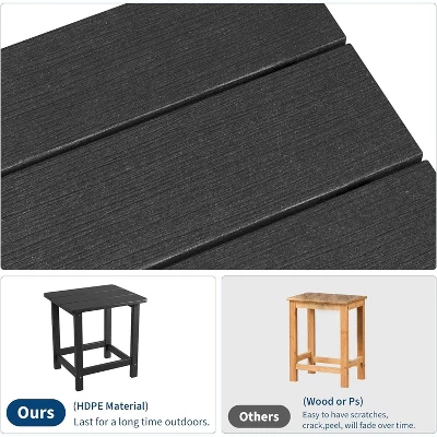 Outdoor HDPE Square Side Table - Adirondack Style Patio End Table For Pool, Beach - Weather Resistant & Easy Setup 5 Outdoor HDPE Square Side Table - Adirondack Style Patio End Table For Pool, Beach - Weather Resistant & Easy Setup - Image 3