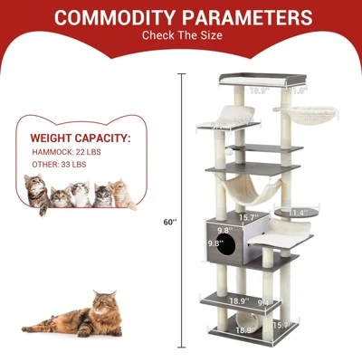 Cat Tree With Toy, Cat Tower Condo For Indoor Cats Features Scratching Post 3 Cat Tree With Toy, Cat Tower Condo For Indoor Cats Features Scratching Post