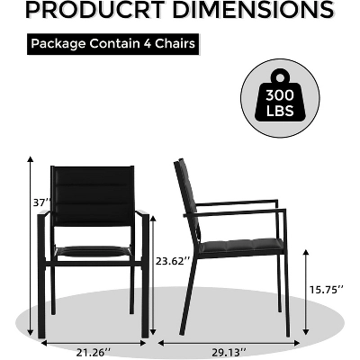 4-Piece Stackable Patio Chair Set - Aluminum Outdoor Dining Chairs Outdoor Patio Dining Chairs Set, All-Weather For Garden, Deck & Backyard 5 4-Piece Stackable Patio Chair Set - Aluminum Outdoor Dining Chairs Outdoor Patio Dining Chairs Set, All-Weather For Garden, Deck & Backyard - Image 3
