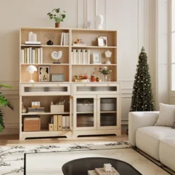 Kitchen Pantry Cabinet, 62-Inch Freestanding Storage Cupboard With 5-Tier Shelf, Drawer,2 Glass Doors & Adjustable Shelves -House Beautiful GUEST bb12ccb9 753f 4041 96fa cf58f267aed4 1