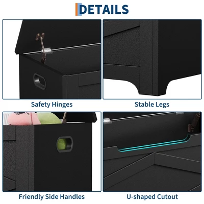 Jojoka 39.4" Storage Chest, Wooden Storage Bench With Safety Hinges, Easy Assembly, Large Toy Chest For Entryway 7 Jojoka 39.4" Storage Chest, Wooden Storage Bench With Safety Hinges, Easy Assembly, Large Toy Chest For Entryway - Image 5